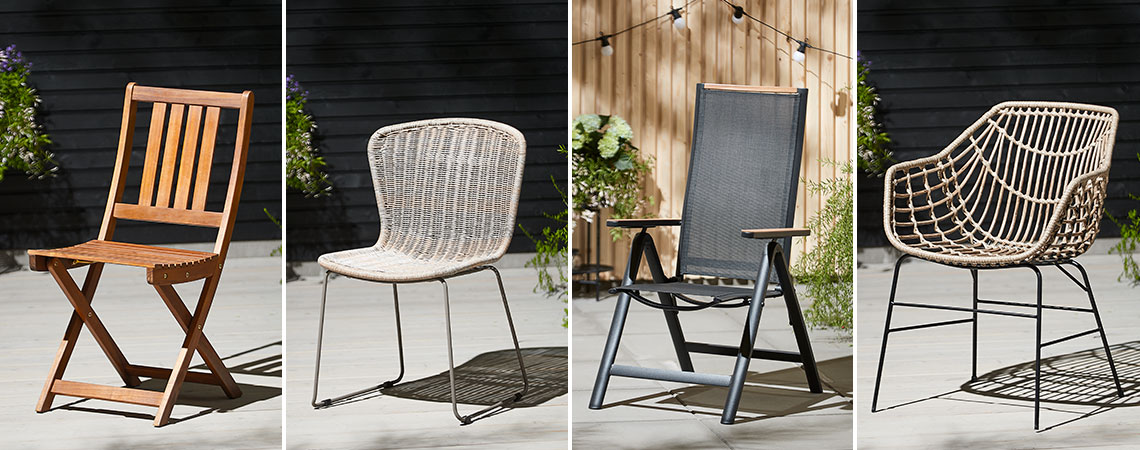 składane krzesło ogrodowe, krzesło ogrodowe, rozkładany fotel ogrodowy i krzesło ogrodowe na słonecznym patio