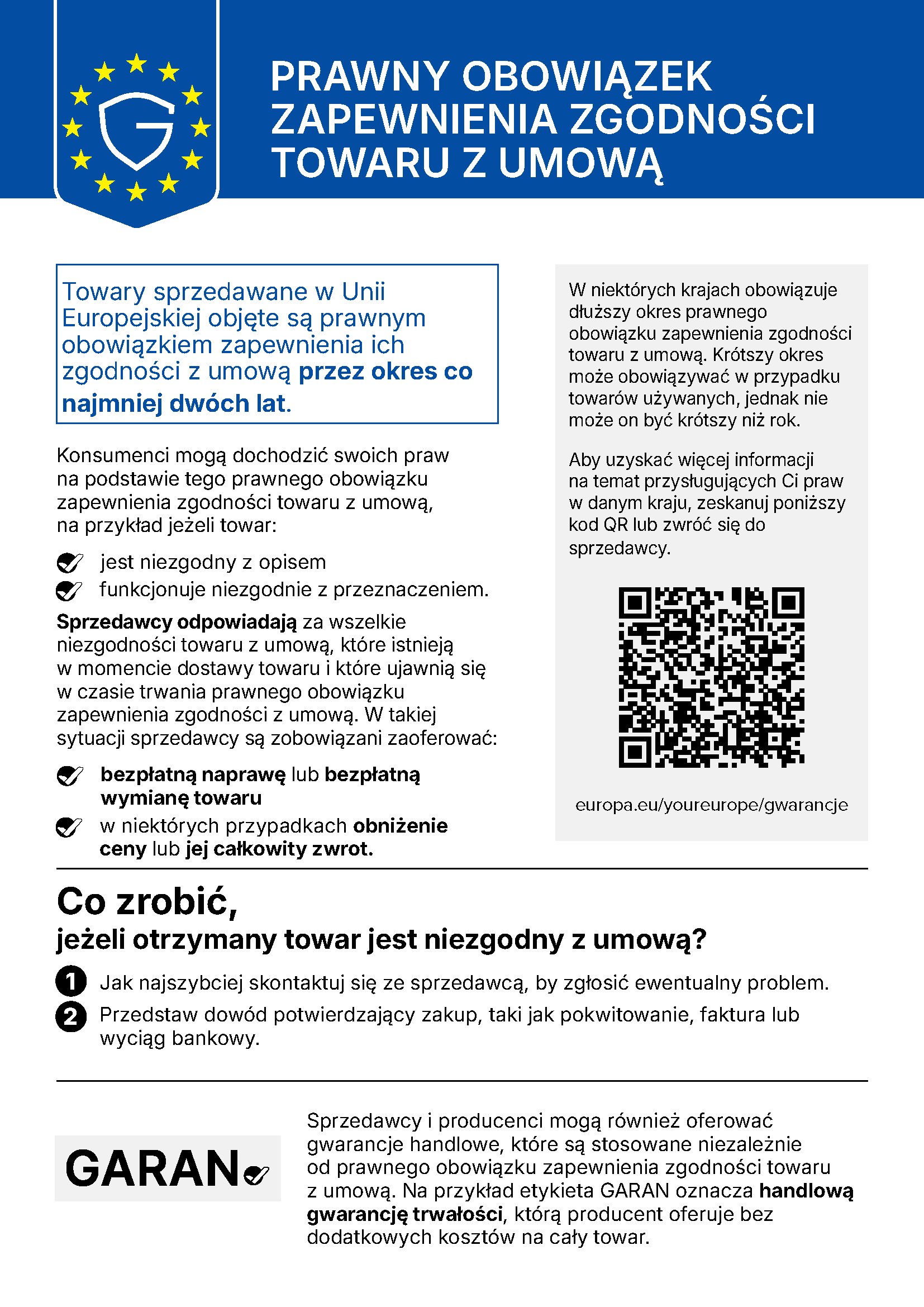 Co zrobić, jeżeli otrzymany towar jest niezgodny z umową? Jak najszybciej skontaktuj się ze sprzedawcą, by zgłosić ewentualny problem.
